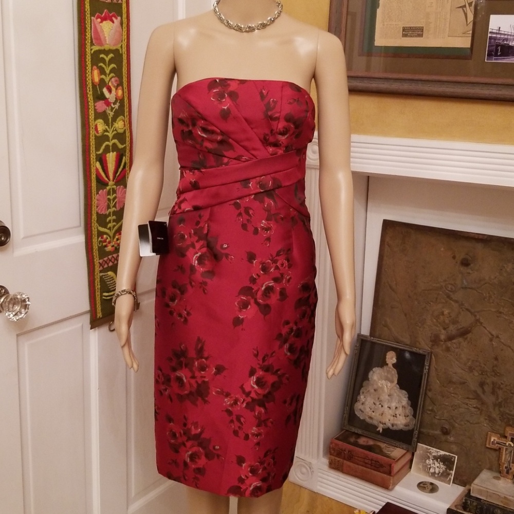 White House Black Market Strapless Red Dress